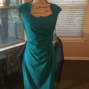 Calvin Klein Rushed Teal Dress -Size 6